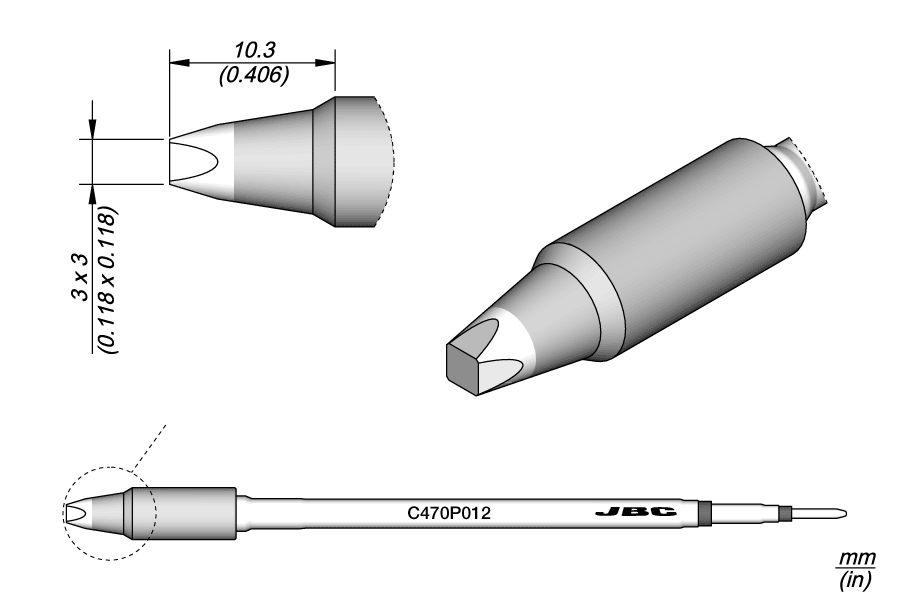 C470P012 - Chisel Cartridge 3 x 3